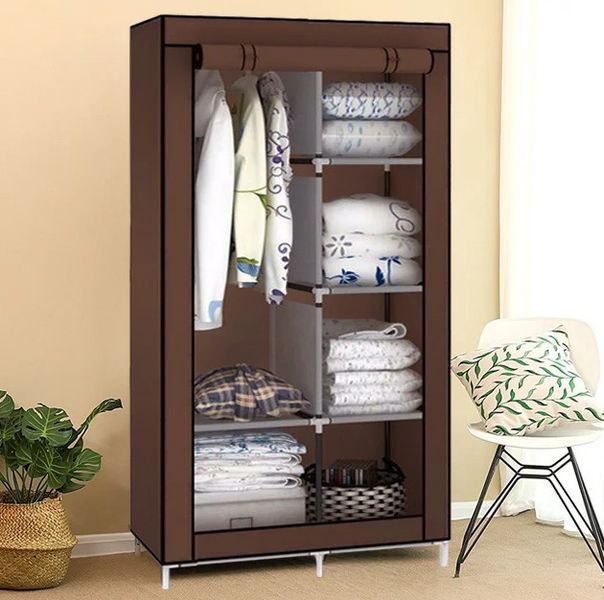 Шкаф складной тканевый на 2 секции Storage Wardrobe KM-105 (106х45х170 см) Органайзер для одежды KM-105 фото