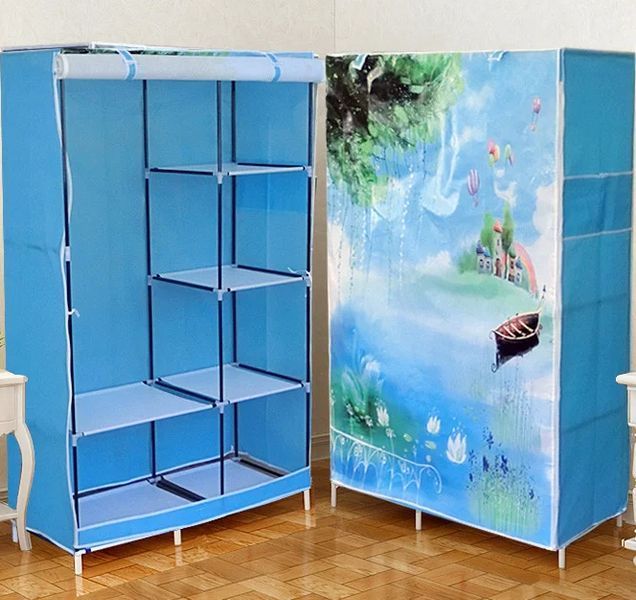 Шкаф складной тканевый на 2 секции Storage Wardrobe KM-105 (106х45х170 см) Органайзер для одежды KM-105 фото