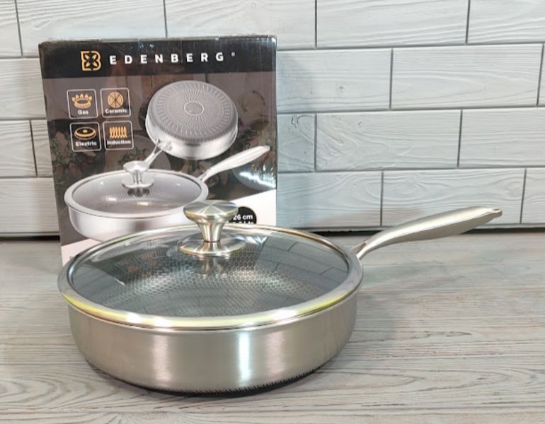 Cковорода глубокая из нержавеющей стали (26x7см / 3,6л) Edenberg EB-13062 / Сковородка профессиональная EB-13062 фото