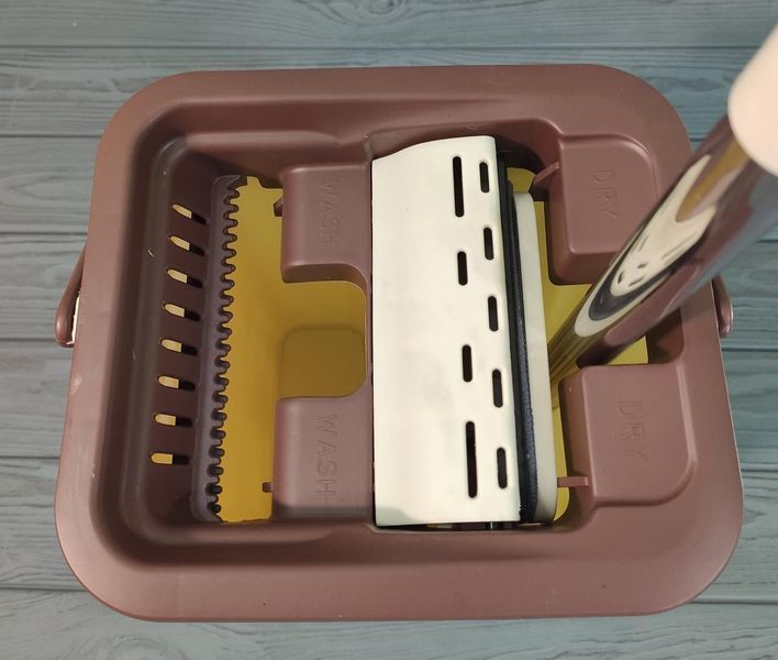 Швабра с ведром с автоматическим отжимом (2 смен. насадки) Flat Mop, поломойка, швабра для мойки полов 10050 фото