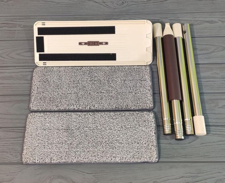 Швабра с ведром с автоматическим отжимом (2 смен. насадки) Flat Mop, поломойка, швабра для мойки полов 10050 фото