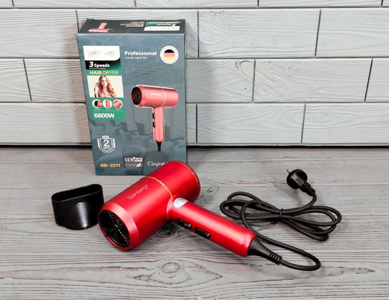 Профессиональный фен для волос Rainberg RB-2211 8800W / Мощный фен для волос RB-2211-черн фото