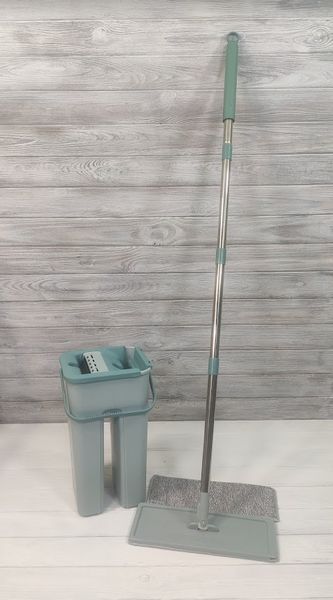 Швабра с ведром с автоматическим отжимом (2 смен. насадки) Мятный Flat Mop, поломойка, швабра для мойки полов 10050-Мят фото