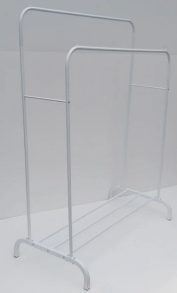 Напольная двойная стойка для одежды Double floor Hanger - Белая /Портативная вешалка для одежды и обуви GR4312-белая фото