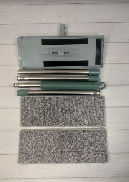 Швабра с ведром с автоматическим отжимом (2 смен. насадки) Мятный Flat Mop, поломойка, швабра для мойки полов 10050-Мят фото