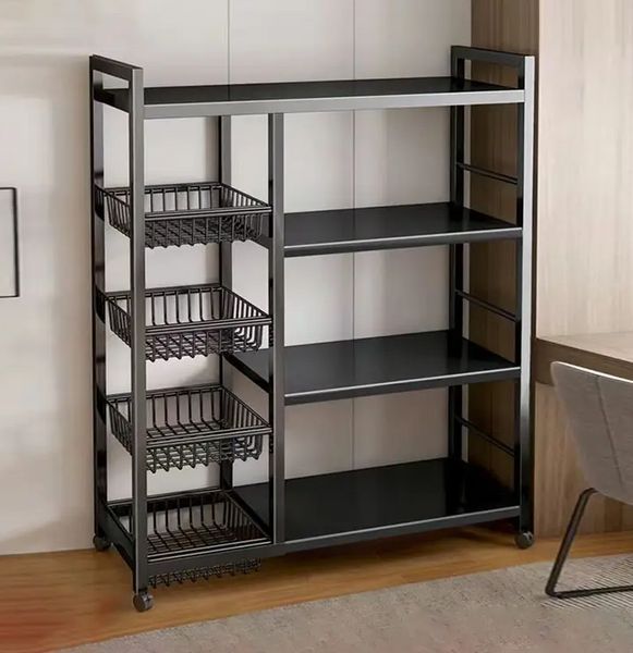 Багатофункціональна етажерка з кошиками на коліщатках 4 яруси 135*32*80 см/ Стелаж металевий M50282-S M50282-S фото