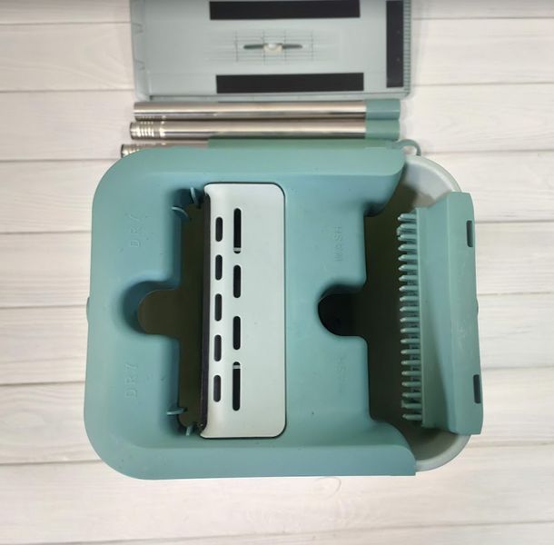 Швабра с ведром с автоматическим отжимом (2 смен. насадки) Мятный Flat Mop, поломойка, швабра для мойки полов 10050-Мят фото