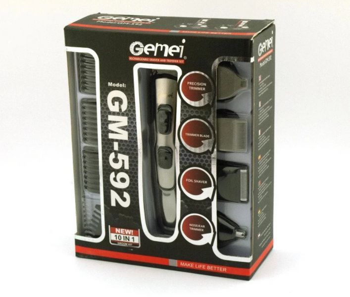Машинка для стрижки GEMEI GM-592 10 в 1 Універсальна машинка для стрижки волосся Триммер для бороди 592 фото