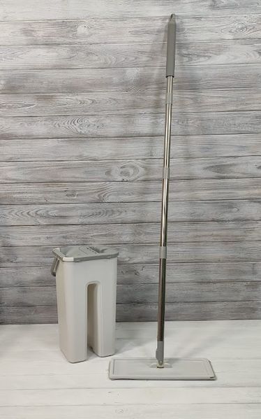 Швабра с ведром с автоматическим отжимом (2 смен. насадки) Белый Flat Mop, поломойка, швабра для мойки полов 10050-Бел фото
