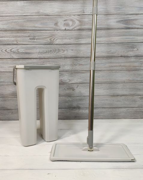 Швабра с ведром с автоматическим отжимом (2 смен. насадки) Белый Flat Mop, поломойка, швабра для мойки полов 10050-Бел фото