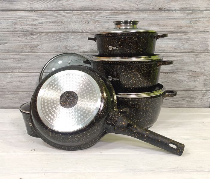 Набір казанів (кастрюль) з антипригарним покриттям Higher Kitchen HK-305 - Бронза Набір кухонного посуду HK-305-Бронза фото