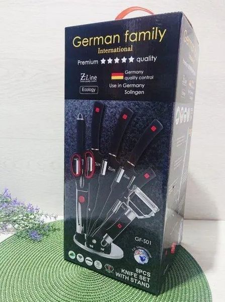 Набір кухонних ножів на підставці що крутиться German Family GF-S01 (8 предметів) GF-S01 фото