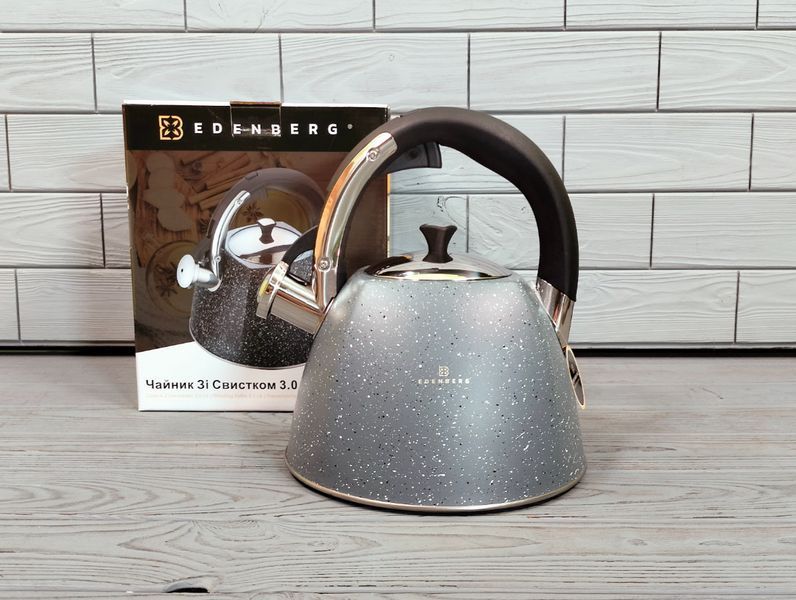 Кухонний чайник зі свистком Edenberg EB-3541 3 л сірий для всіх типів плит EB-3541-черн фото