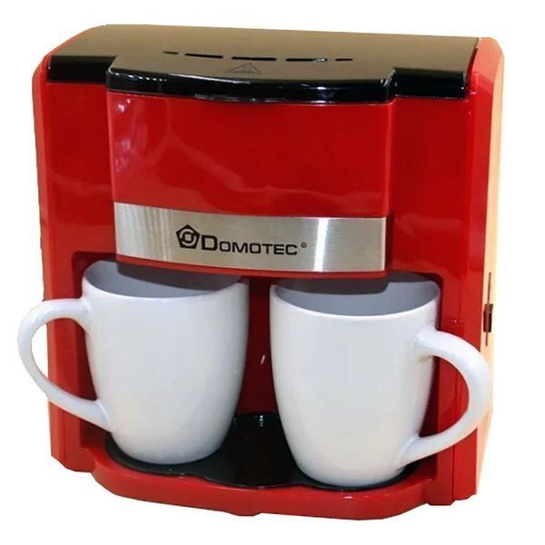 Кофемашина чорна/червона DOMOTEC MS-0708/0705 крапельна 500 Вт з двома керамічними чашками по 150 мл 0708 фото