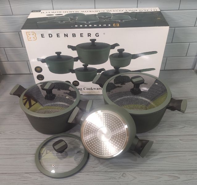 Современный набор кухонной посуды Edenberg EB-5633 из 12 предметов с мраморным покрытием EB-5633 фото