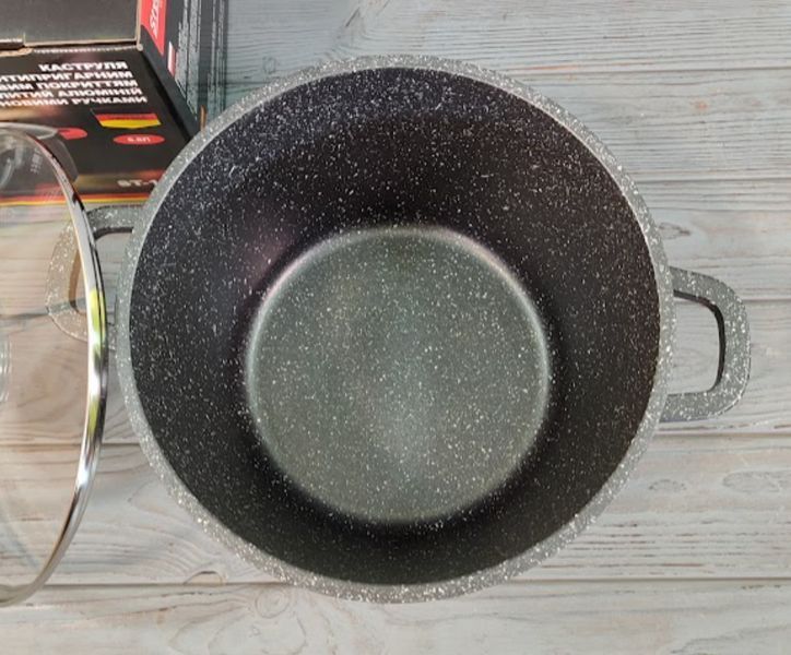 Глубокая кастрюля - казан 6,8л / 24*18см Styleberg ST-1514 с мраморным антипригарным покрытием и крышкой ST-1514 фото