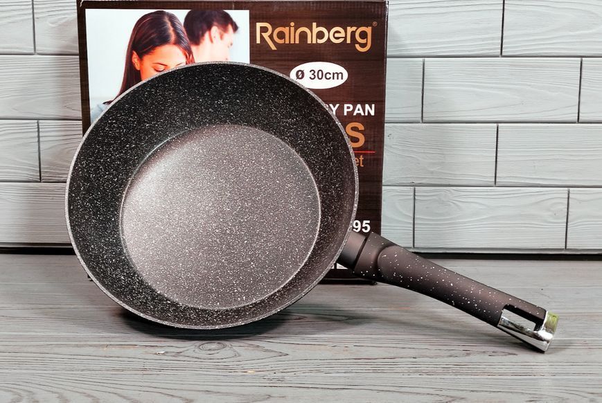 Универсальная сковорода 30см с мраморным антипригарным покрытием Rainberg RB-2495 / Сковорода для всех плит RB-2495 фото