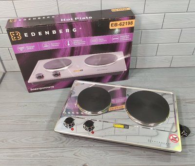 Двоконфоркова електроплита Edenberg EB-62198 (2500 ВТ)/Плита електрична настільна 2 конфорки EB-62198 фото