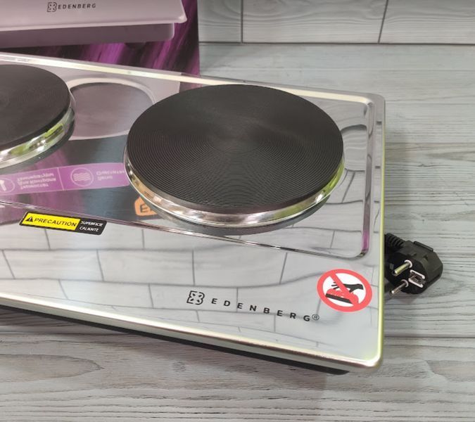 Двухконфорочная электроплита Edenberg EB-62198 (2500 ВТ) / Плита электрическая настольная 2 конфорки EB-62198 фото