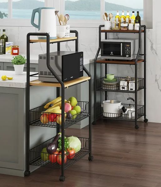 Багатофункціональна етажерка з кошиками на коліщатках 4 яруси 56*35*125 см/Полиця-стелаж M50213-M M50213-M фото
