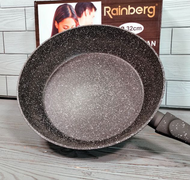 Универсальная сковорода 32см с мраморным антипригарным покрытием Rainberg RB-2496 / Сковорода для всех плит RB-2496 фото