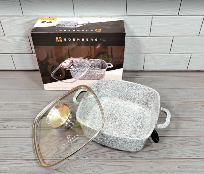 Казан квадратний Edenberg EB-3973 4,4 л * 24 см з кришкою, гранітне антипригарне покриття EB-3973 фото