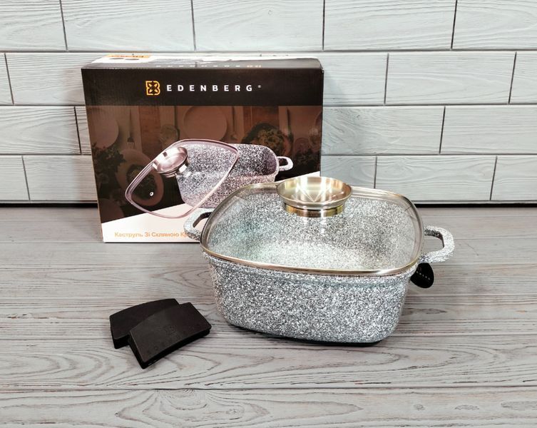 Казан квадратний Edenberg EB-3973 4,4 л * 24 см з кришкою, гранітне антипригарне покриття EB-3973 фото