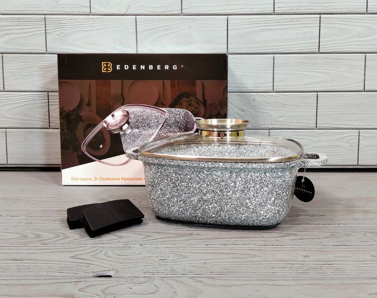 Казан квадратний Edenberg EB-3973 4,4 л * 24 см з кришкою, гранітне антипригарне покриття EB-3973 фото