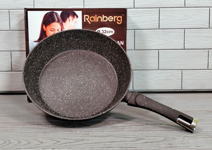 Универсальная сковорода 32см с мраморным антипригарным покрытием Rainberg RB-2496 / Сковорода для всех плит RB-2496 фото