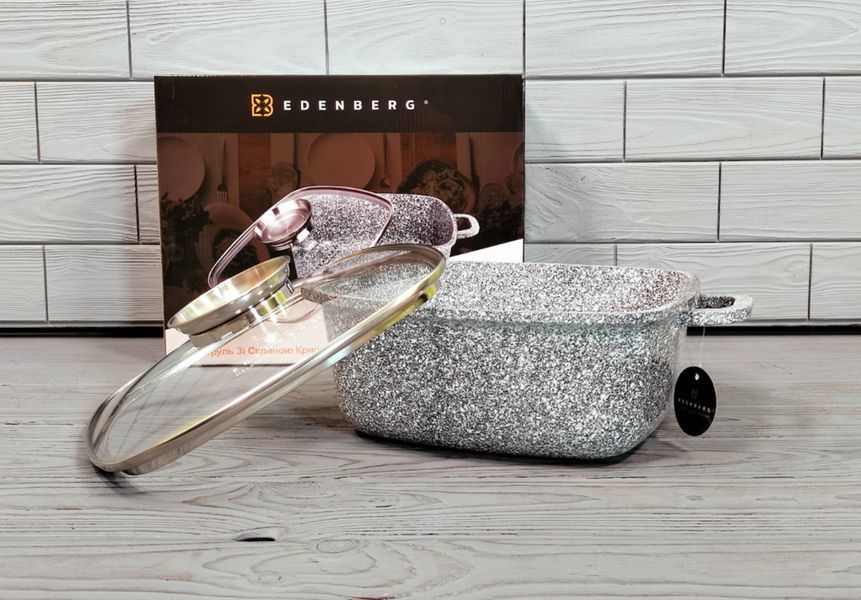 Казан квадратний Edenberg EB-3973 4,4 л * 24 см з кришкою, гранітне антипригарне покриття EB-3973 фото