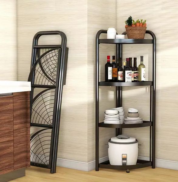 Универсальная полка-стеллаж угловая складная 51*35*120см / Стеллаж угловой металлический многофункциональный M50285 фото