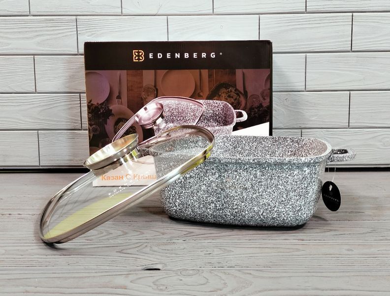 Казан квадратний Edenberg EB-3974 5,5 л * 26 см з кришкою, гранітне антипригарне покриття EB-3974 фото