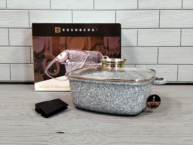 Казан квадратний Edenberg EB-3974 5,5 л * 26 см з кришкою, гранітне антипригарне покриття EB-3974 фото