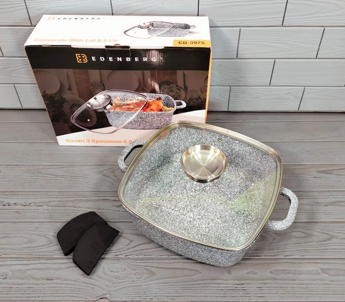 Казан квадратний Edenberg EB-3975 6,5 л * 28 см з кришкою, гранітне антипригарне покриття EB-3975 фото
