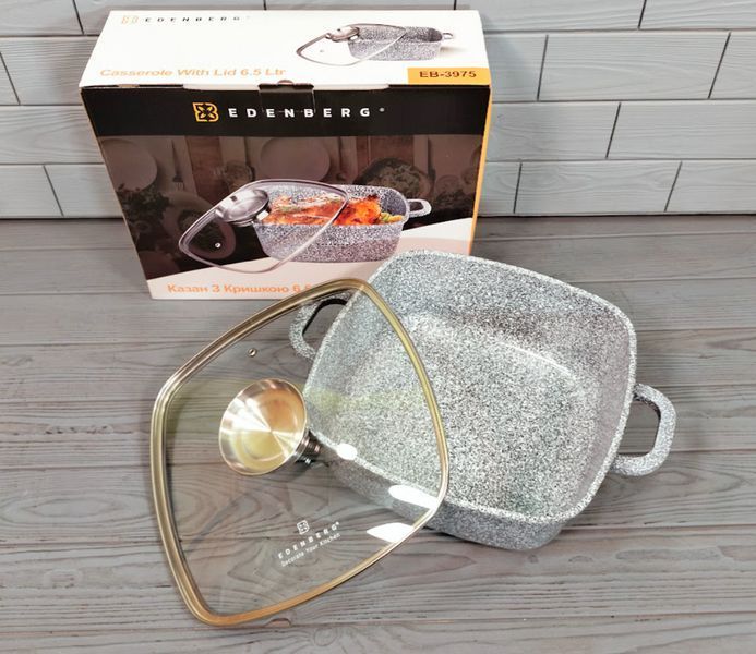 Казан квадратний Edenberg EB-3975 6,5 л * 28 см з кришкою, гранітне антипригарне покриття EB-3975 фото