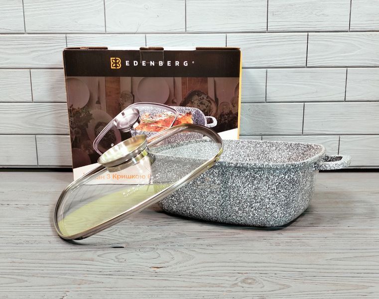 Казан квадратний Edenberg EB-3975 6,5 л * 28 см з кришкою, гранітне антипригарне покриття EB-3975 фото
