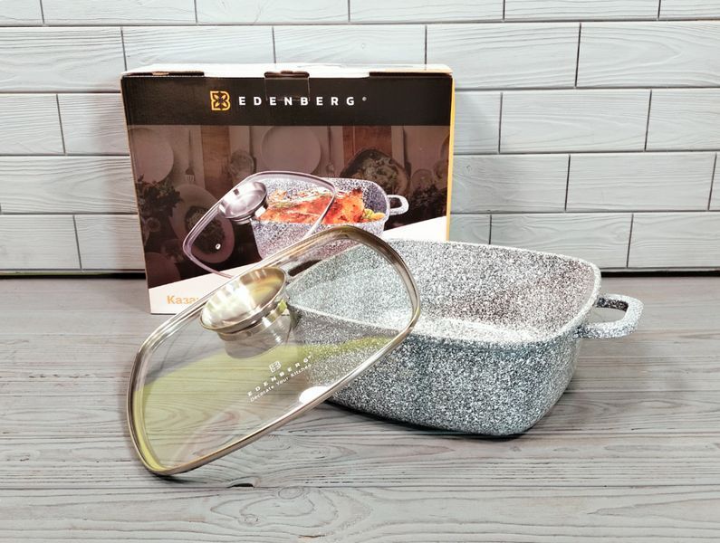 Казан квадратний Edenberg EB-3975 6,5 л * 28 см з кришкою, гранітне антипригарне покриття EB-3975 фото