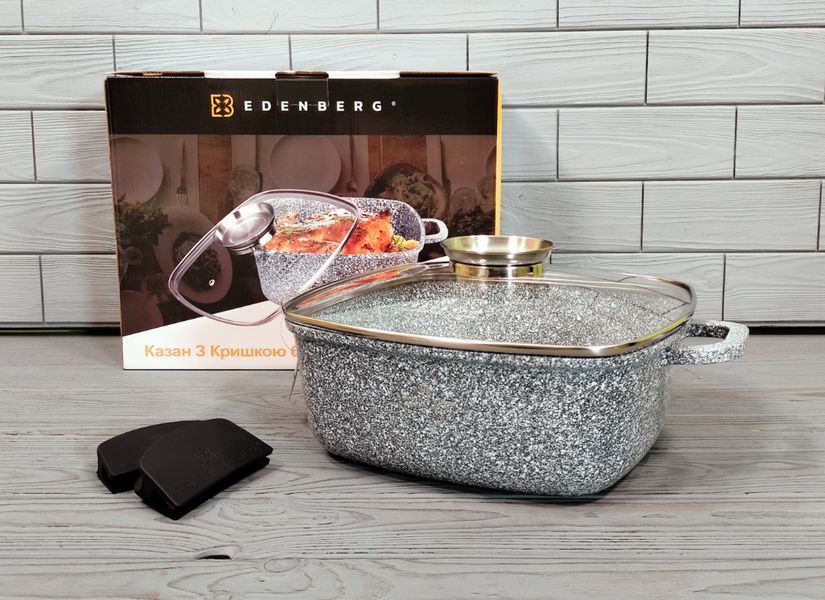 Казан квадратний Edenberg EB-3975 6,5 л * 28 см з кришкою, гранітне антипригарне покриття EB-3975 фото