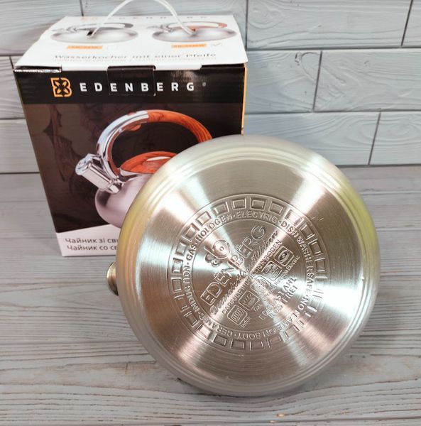 Чайник со свистком из нержавеющей стали 3л Edenberg EB-2436W / Чайник для плиты EB-2436W фото