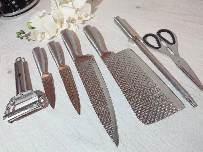 Набор кухонных ножей 8 предметов German Family GF-S12 / Кухонные ножи на крутящейся подставке GF-S12 фото