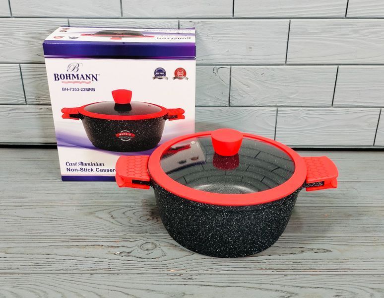 Каструля &mdash; казан 3л / 22см Bohmann BH-7353-22MRB з мармуровим покриттям / Каструля з антипригарним покриттям BH-7353-22MRB фото