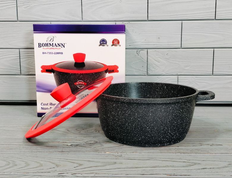 Каструля &mdash; казан 3л / 22см Bohmann BH-7353-22MRB з мармуровим покриттям / Каструля з антипригарним покриттям BH-7353-22MRB фото