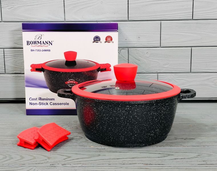 Каструля &mdash; казан 3,9л / 24см Bohmann BH-7353-24MRB з мармуровим покриттям / Каструля з антипригарним покриттям BH-7353-24MRB фото