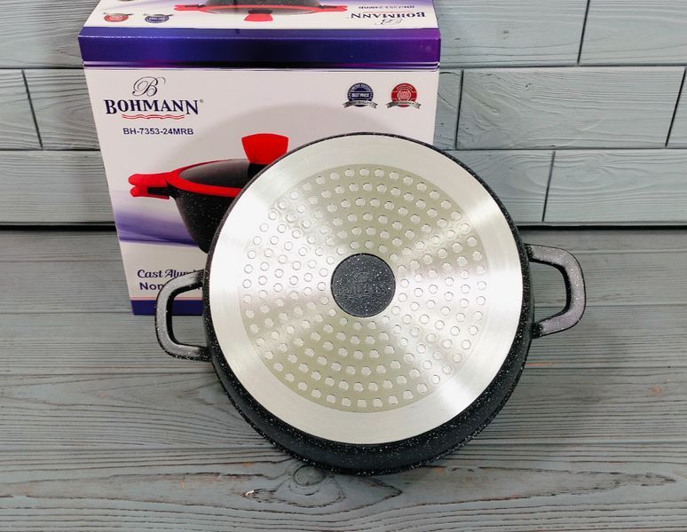Каструля &mdash; казан 3,9л / 24см Bohmann BH-7353-24MRB з мармуровим покриттям / Каструля з антипригарним покриттям BH-7353-24MRB фото