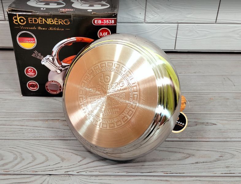 Чайник со свистком из нержавеющей стали 3л Edenberg EB-3538 / Чайник для плиты Коричневый EB-3538-коричн фото