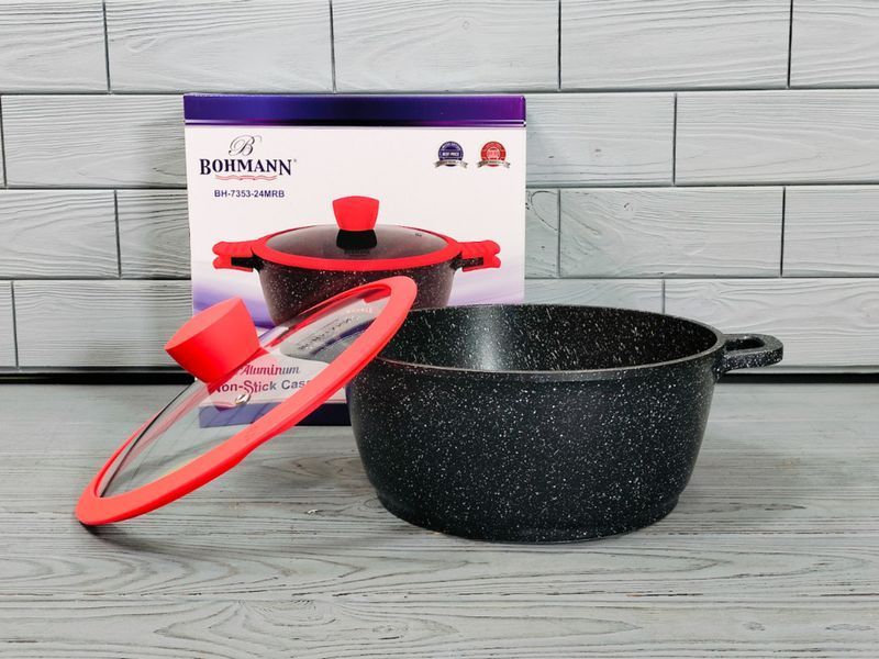 Каструля &mdash; казан 3,9л / 24см Bohmann BH-7353-24MRB з мармуровим покриттям / Каструля з антипригарним покриттям BH-7353-24MRB фото