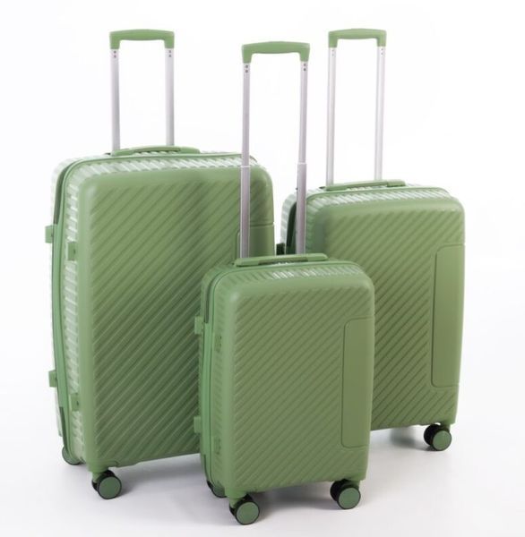 Дорожні валізи 3 штуки Travel World 36983L-GR Green на колесах з кодовим замком R36983-GR фото