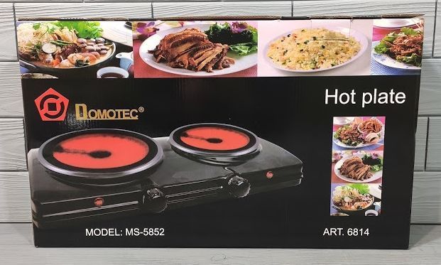 Настольная инфракрасная плита на 2 конфорки Domotec MS-5852 двухконфорочная электроплита для всех видов посуды 5852 фото