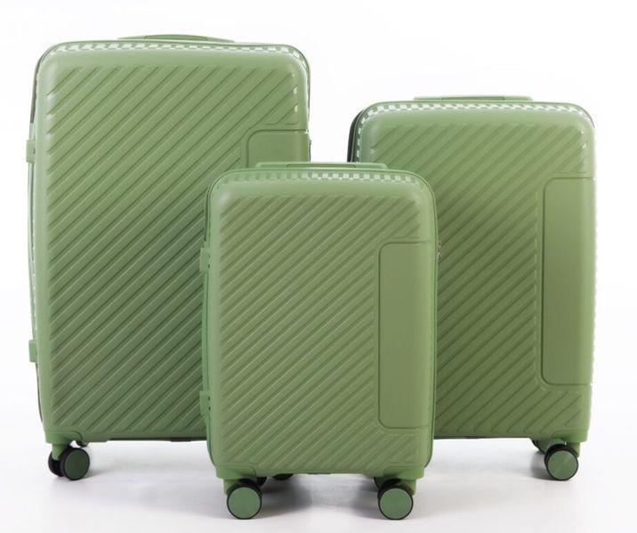 Дорожні валізи 3 штуки Travel World 36983L-GR Green на колесах з кодовим замком R36983-GR фото