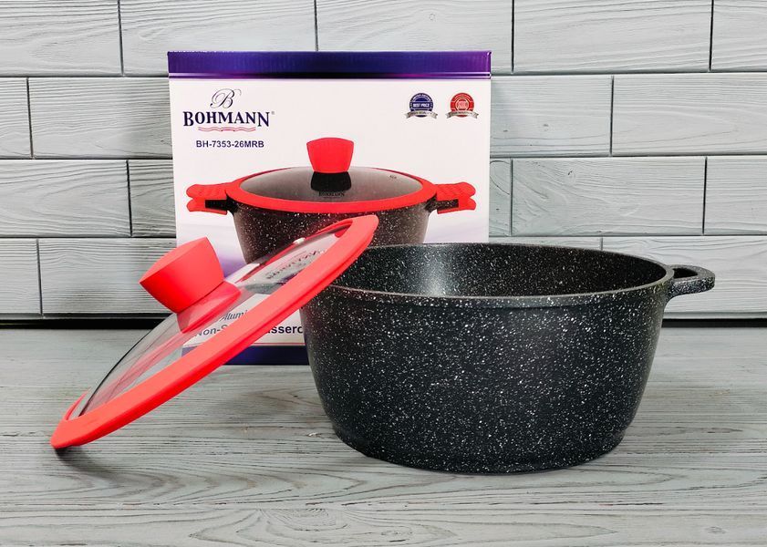 Каструля &mdash; казан 5л / 26см Bohmann BH-7353-26MRB з мармуровим покриттям / Каструля з антипригарним покриттям BH-7353-26MRB фото